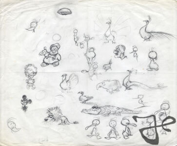 Sketches of Alfred J. Kwak and other characters © The Harald Siepermann Archive