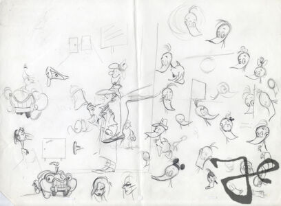 Sketches of Alfred J. Kwak and other characters © The Harald Siepermann Archive