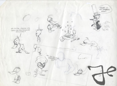 Sketches of Alfred J. Kwak and other characters © The Harald Siepermann Archive
