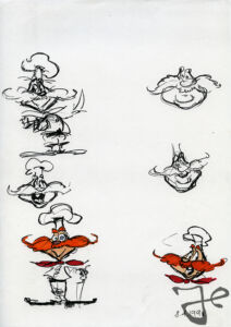 Early character designs for Bruno Mozzarelli © The Harald Siepermann Archive
