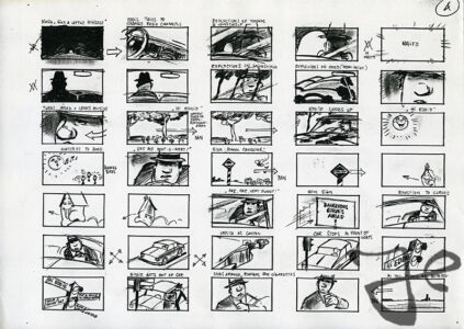 Escape from Toontown storyboard page A © Amblin Entertainment / Universal Pictures / Disney Enterprises, Inc