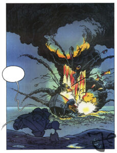 Kapitein Stoppel sees his ship exploding in the distance © Harlekijn/Van Veen, Siepermann, Bacher