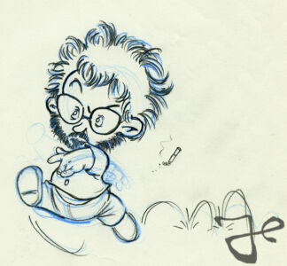 Hans Bacher caricature by Harald Siepermann © The Harald Siepermann Archive