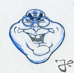 Caricature of Helmut Kohl by Harald Siepermann © The Harald Siepermann Archive